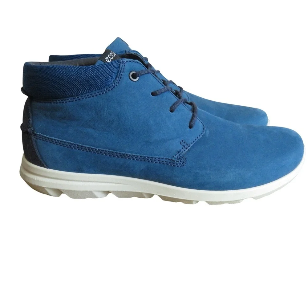 ECCO Calgary Mens Blue Nubuck Leather Chukka Boots Size 42 US 8.5-9